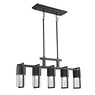 Artcraft Bond 5 Light Kitchen Island Light in Matte Black & Brass