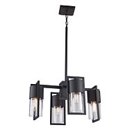 Artcraft Bond 4 Light Chandelier in Matte Black & Brass