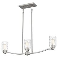 Acacia Three Light Linear Chandelier in Brushed Nickel by Quoizel