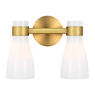 Moritz Two Light Vanity in Burnished Brassith Milk White Glass by Visual Comfort Studio