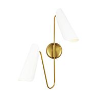 Tresa Two Light Wall Sconce in Matte White and Burnished Brass by Visual Comfort Studio