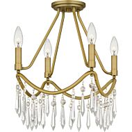 Airedale Four Light Semi Flush Mount in Aged Brass by Quoizel