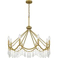 Airedale Eight Light Chandelier in Aged Brass by Quoizel