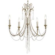 Crystorama Arcadia 5 Light 28 Inch Transitional Chandelier in Antique Silver with Clear Hand Cut Crystals