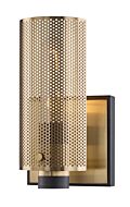 Pilsen 1-Light Wall Sconce in Modern Bronze with Aged Brass