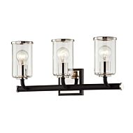 Aeon Three Light Bath And Vanity in Textured Black & Polish Nickel by Troy Lighting