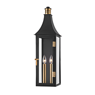 Wes Two Light Outdoor Wall Sconce in Patina Brass by Troy Lighting