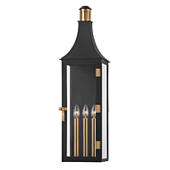 Wes Three Light Outdoor Wall Sconce in Patina Brass by Troy Lighting