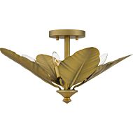 Bayley Four Light Semi Flush Mount in Aged Brass by Quoizel