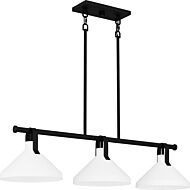 Brink Three Light Linear Chandelier in Matte Black by Quoizel