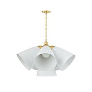 Bronson Five Light Chandelier in Aged Brass White Plaster by Hudson Valley