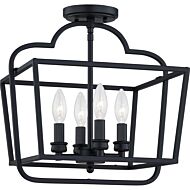 Blanche Four Light SemiFlush Mount in Matte Black by Quoizel