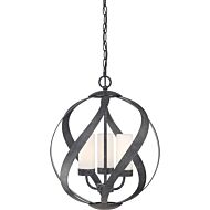 Quoizel Blacksmith 3 Light 16 Inch Pendant Light in Old Black Finish