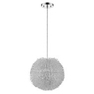 Luminary 1-Light Metallic Silver Pendant With Hand Woven Aluminum Wire Shade (15")