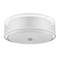 Brella 2-Light Brushed Nickel Flushmount With Sheer Snow Shantung Two Tier Shade