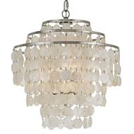 Crystorama Brielle 4 Light 22 Inch Transitional Chandelier in Antique Silver with Capiz shell Crystals