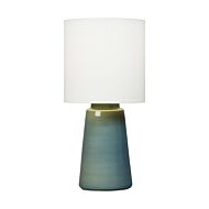 Vessel One Light Table Lamp in Blue Anglia Crackle by Visual Comfort Studio