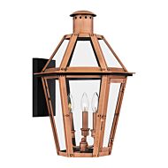 Burdett Three Light Outdoor Wall Lantern in Aged Copper by Quoizel