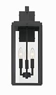 Byron Three Light Outdoor Wall Sconce in Matte Black by Crystorama