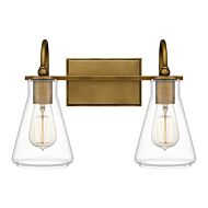 Boyton 2-Light Bathroom Vanity Light in Weathered Brass