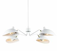 Matteo Droid 4 Light Pendant Light In White & Brushed Gold