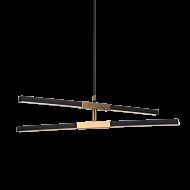 Matteo Lineare 4 Light Pendant Light In Matte Black & Aged Gold Brass