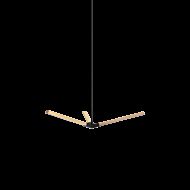 Matteo Asterisk 3 Light Pendant Light In Matte Black With Aged Gold Brass