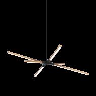 Matteo Asterisk 6 Light Pendant Light In Matte Black With Aged Gold Brass