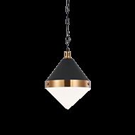 Matteo Sphericon 1 Light Pendant Light In Matte Black & Aged Gold Brass