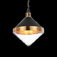 Matteo Sphericon 3 Light Pendant Light In Matte Black & Aged Gold Brass