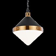 Matteo Sphericon 3 Light Pendant Light In Matte Black & Aged Gold Brass