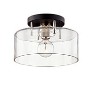 Bergamot Station One Light SemiFlush Mount in Textured Black & Polish Nickel by Troy Lighting