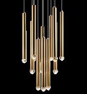 Matteo Reign 12 Light Pendant Light In Aged Gold Brass