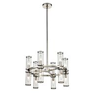 Alora Revolve 12 Light Chandelier in Polished Nickel And Clear Glass