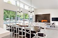 Alora Revolve 6 Light Chandelier in Polished Nickel And Clear Glass