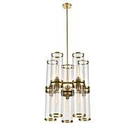 Alora Revolve 10 Light Chandelier tural Brass And Clear Glass