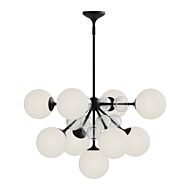 Celia 9-Light Chandelier in Matte Black with Opal Glass