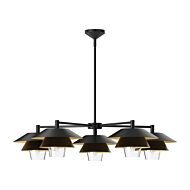 Tetsu Five Light Chandelier in Matte Black Clear Glass by Alora