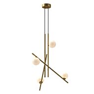 Amara LED Chandelier in Brushed GoldGlossy Opal Glass by Kuzco Lighting