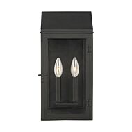 Hingham 2 Light Outdoor Wall Light in Textured Black by Chapman & Myers