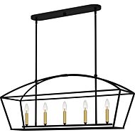 Concho Bay Five Light Island Chandelier in Matte Black by Quoizel