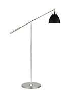 Wellfleet 1-Light Floor Lamp in Midnight Black with Polished Nickel