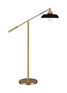 Wellfleet 1-Light Floor Lamp in Midnight Black with Burnished Brass