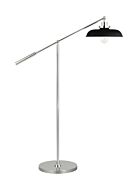 Wellfleet 1-Light Floor Lamp in Midnight Black with Polished Nickel