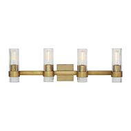 Geneva 4 Light Bathroom Vanity Light in Burnished Brass by Chapman & Myers