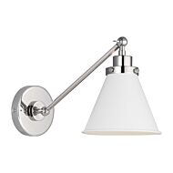 Wellfleet Wall Sconce in Matte White And Polished Nickel by Chapman & Myers