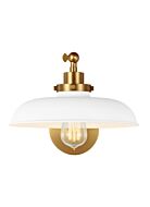 Wellfleet 1-Light Wall Sconce in Matte White with Burnished Brass