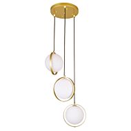 CWI Da Vinci 3 Light Multi Light Pendant With Brass Finish