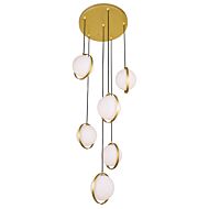 CWI Da Vinci 6 Light Multi Light Pendant With Brass Finish