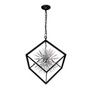 CWI Starburst 6 Light Chandelier With Chrome & Black Finish